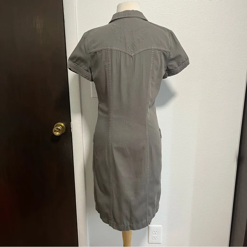 ZADIG & VOLTAIRE Women's Denim Button Down Dress Khaki Green Size 38 Medium - Image 3