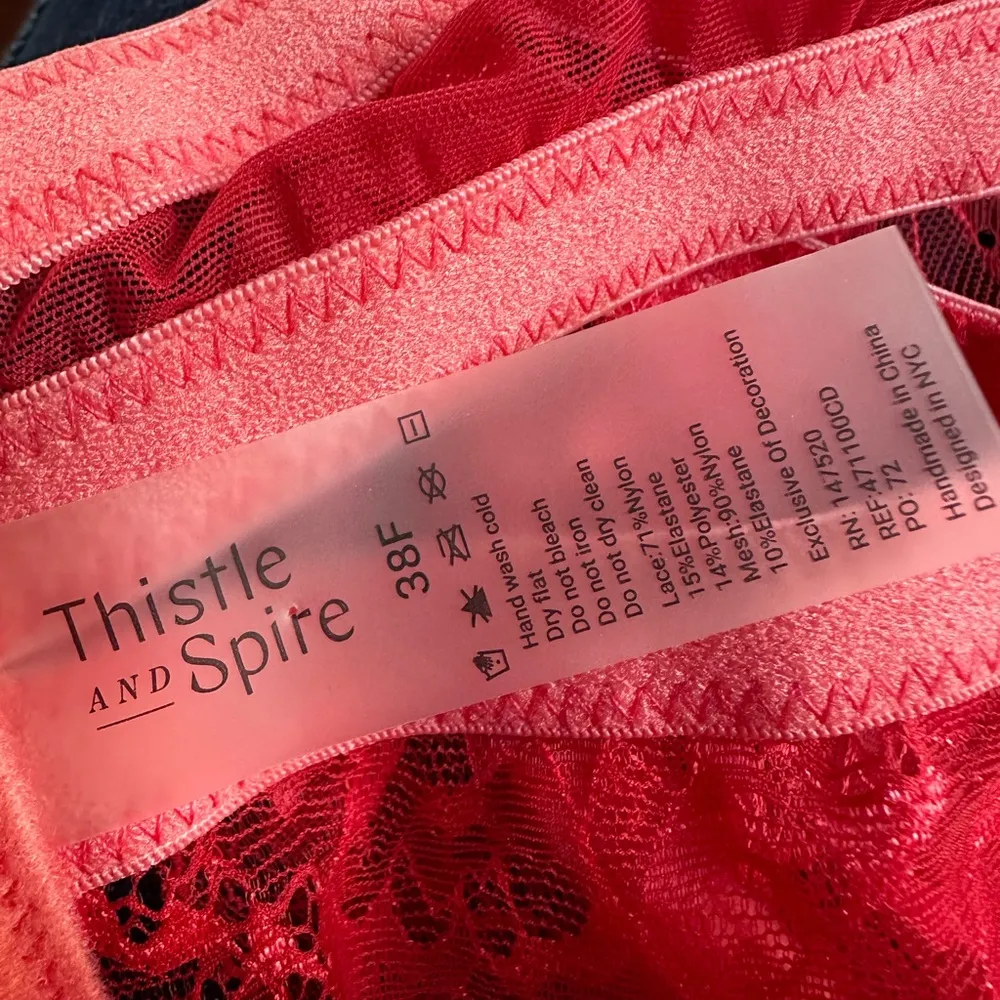 NEW Thistle & Spire Underwire Bra 38F Red Lace Sexy Bra Kane Cut Out Sheer Chili Size undefined - Image 6