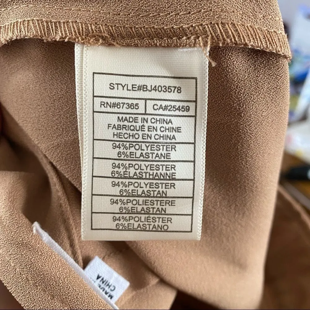 BB Dakota Pants Crop Crepe Tan One Stop High Waisted Casual Neutral Minimal Cute - Image 9