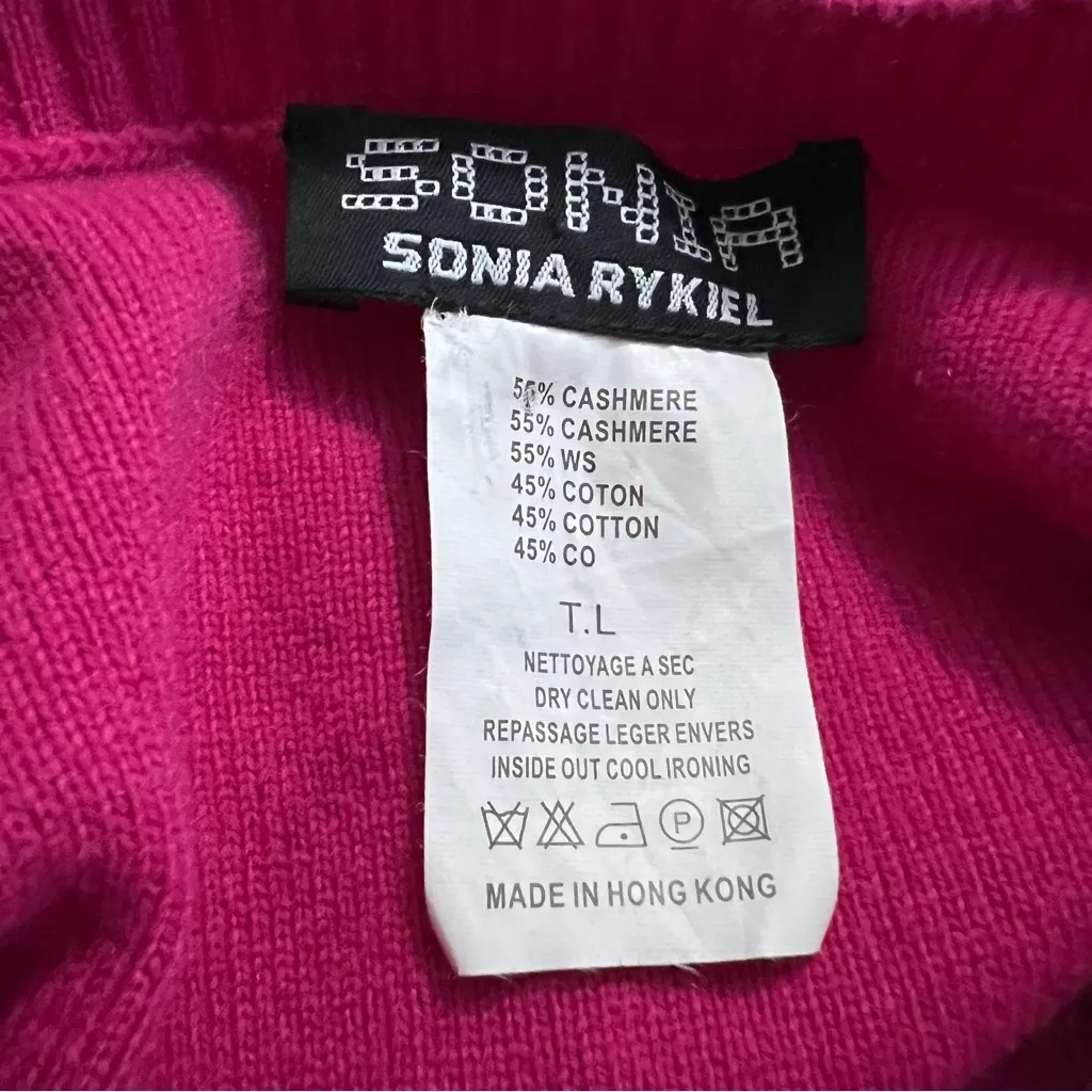 Sonia Rykiel Cashmere Cotton Heart Sweater Pink Red T.L Size L - Image 7