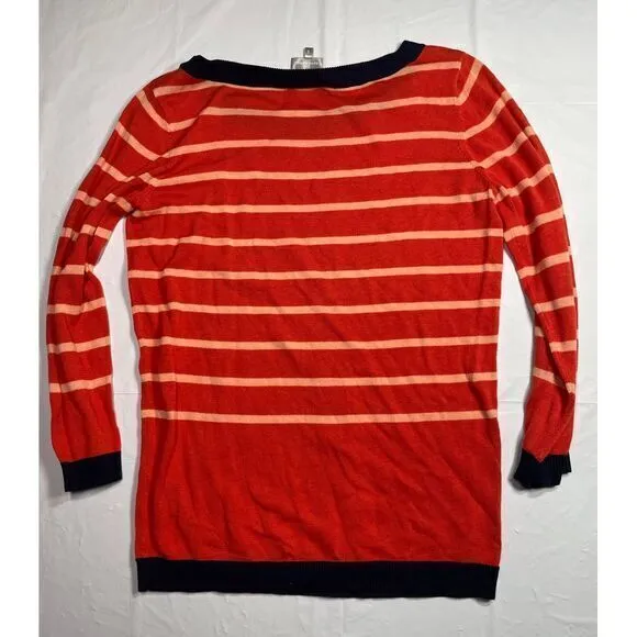 Hi There Red Striped Long Sleeve Knit Top Nautical Style‎ Women's Size S - Image 7