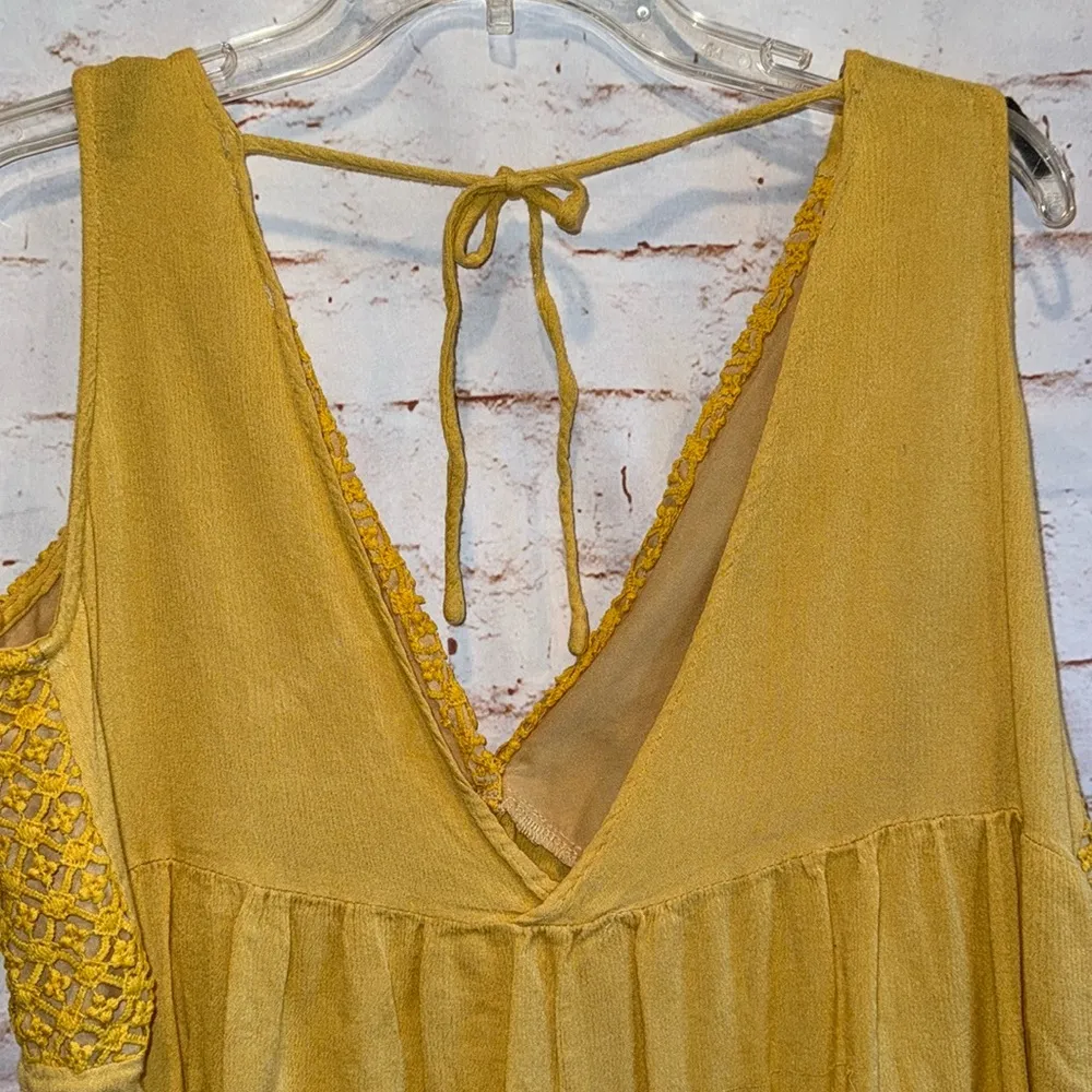 Umbgee Shirt Womens Medium Mustard Yellow Sleeveless Top Cropped Babydoll - Image 4