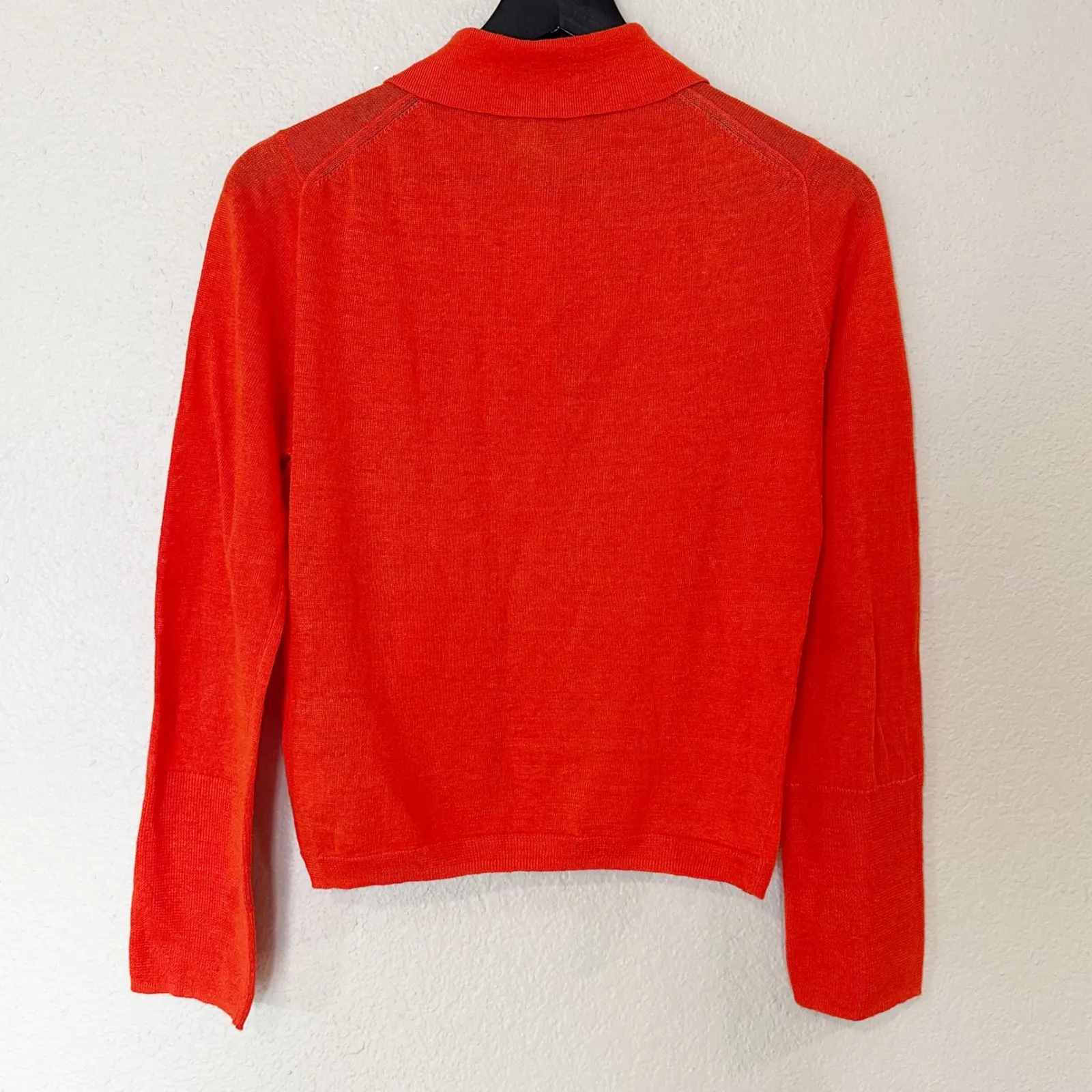 J. Crew Orange Button Up Collared Cardigan Sweater Lightweight Linen Womens Sm - Image 6