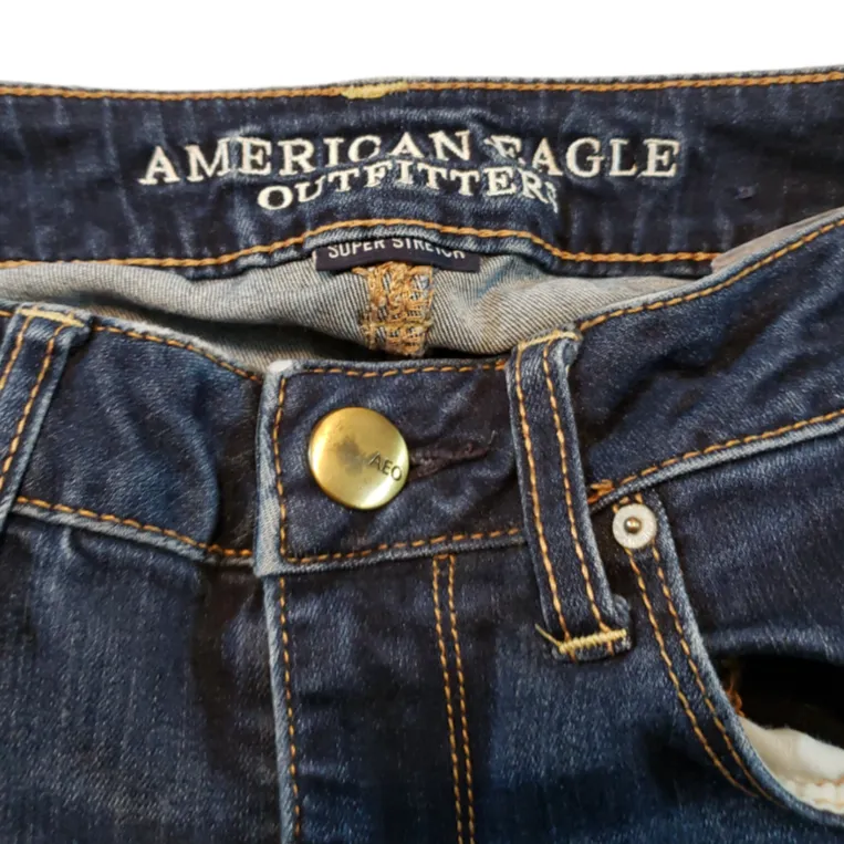 American Eagle Outfitters Jeans Size 2 Super Stretch Skinny Jeans Blue Denim Pants Women's Low Rise - Image 5