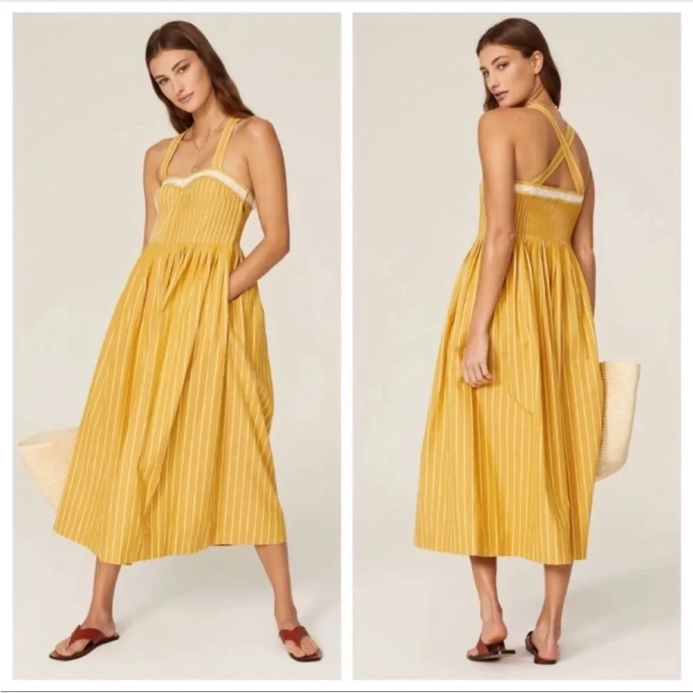 The Great The Laurel Dress Cotton Sundress Stripe Size‎ 0 Gold - Image 2