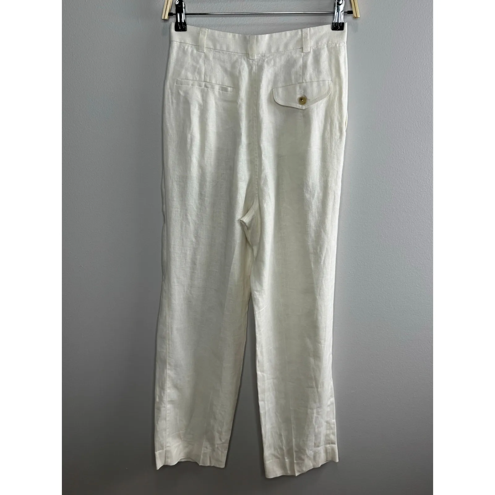 Mara Hoffman Eldora‎ Trouser Size 4 White High Rise Wide Leg Tailored 100% Hemp - Image 8