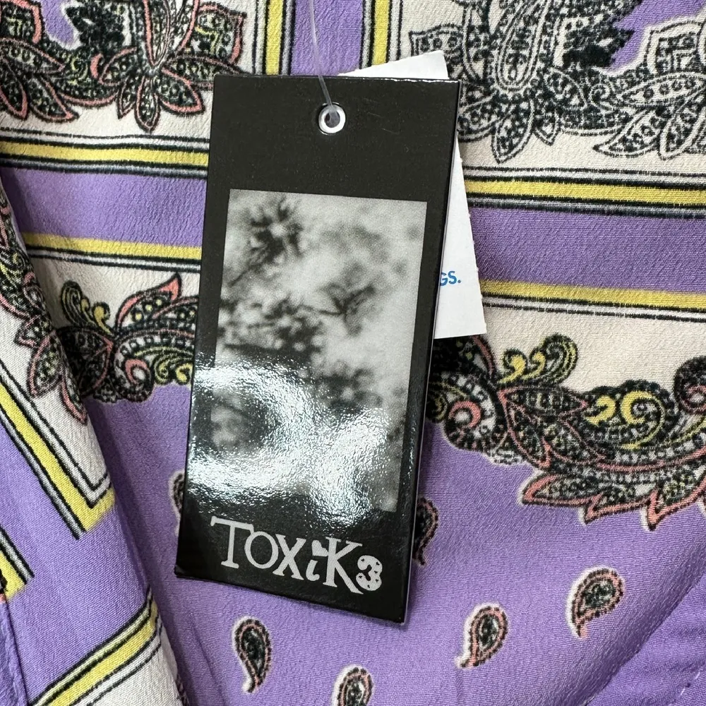 Purple Paisley Oversized‎ Top Size S Boho Festival Eclectic, Indie Artsy Retro - Image 4