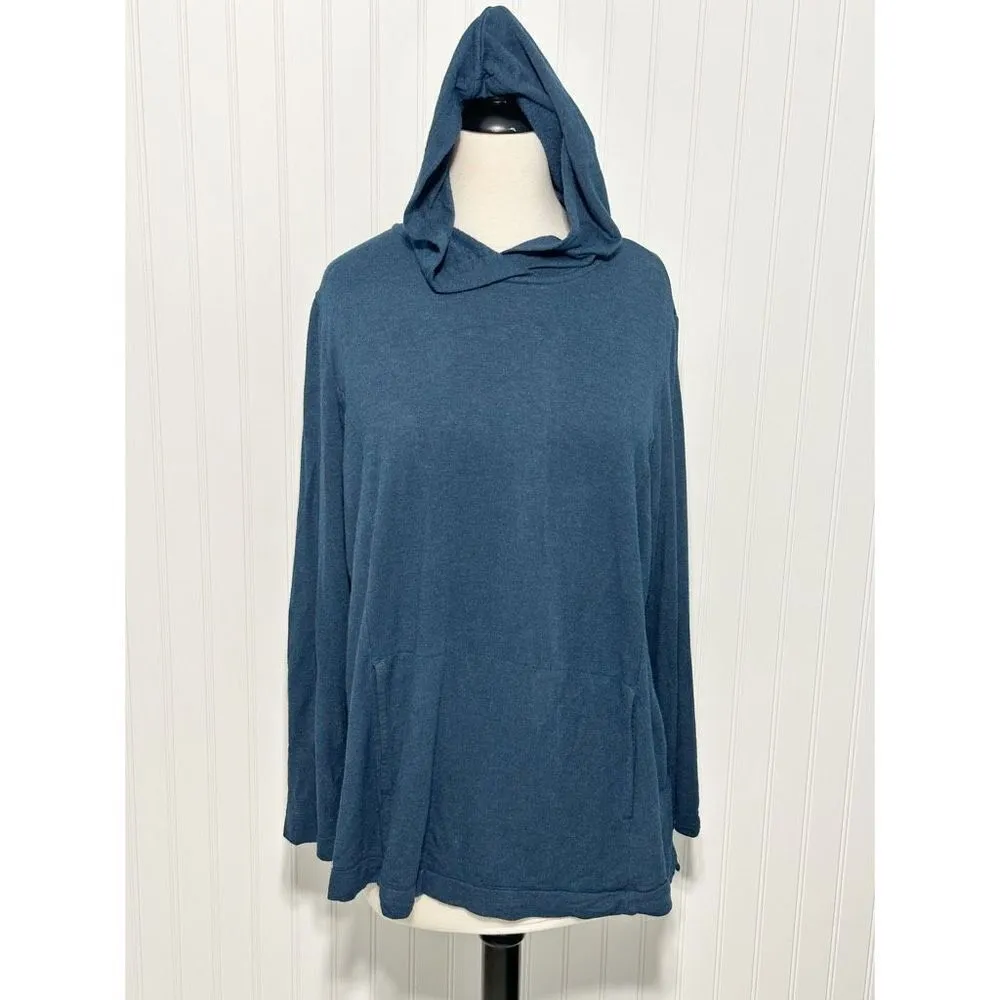 J. Jill Pure Jill Women's Tranquility Fleece‎ Comfort Hoodie Sweater Blue Large - Image 10