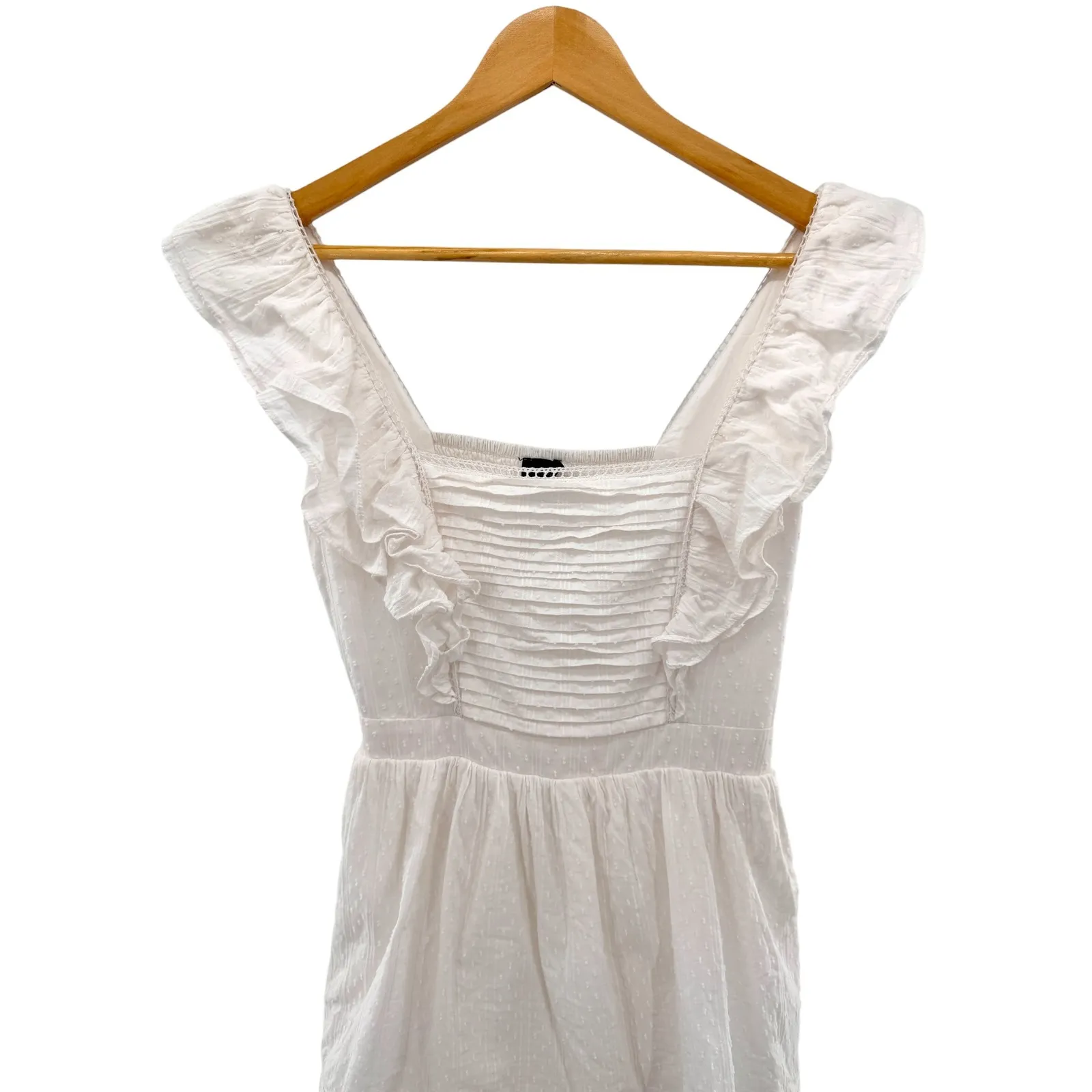 MAJORELLE White Ruffle Smocked Mini Dress Cottagecore Milkmaid Boho Girly S - Image 8