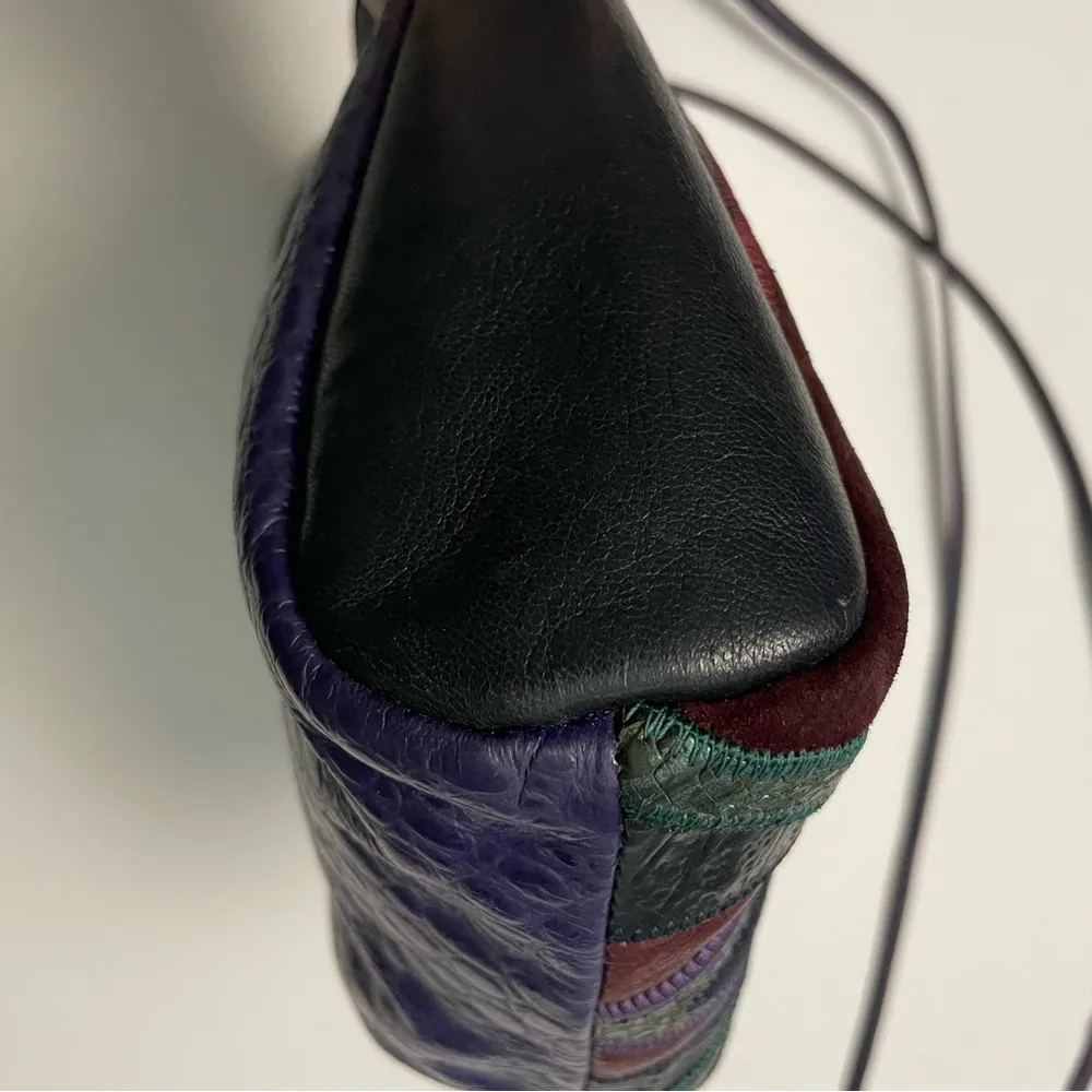 Vintage Studio By Sharif Purse Crossbody Leather Art To Wear Western Purple Red - Image 4