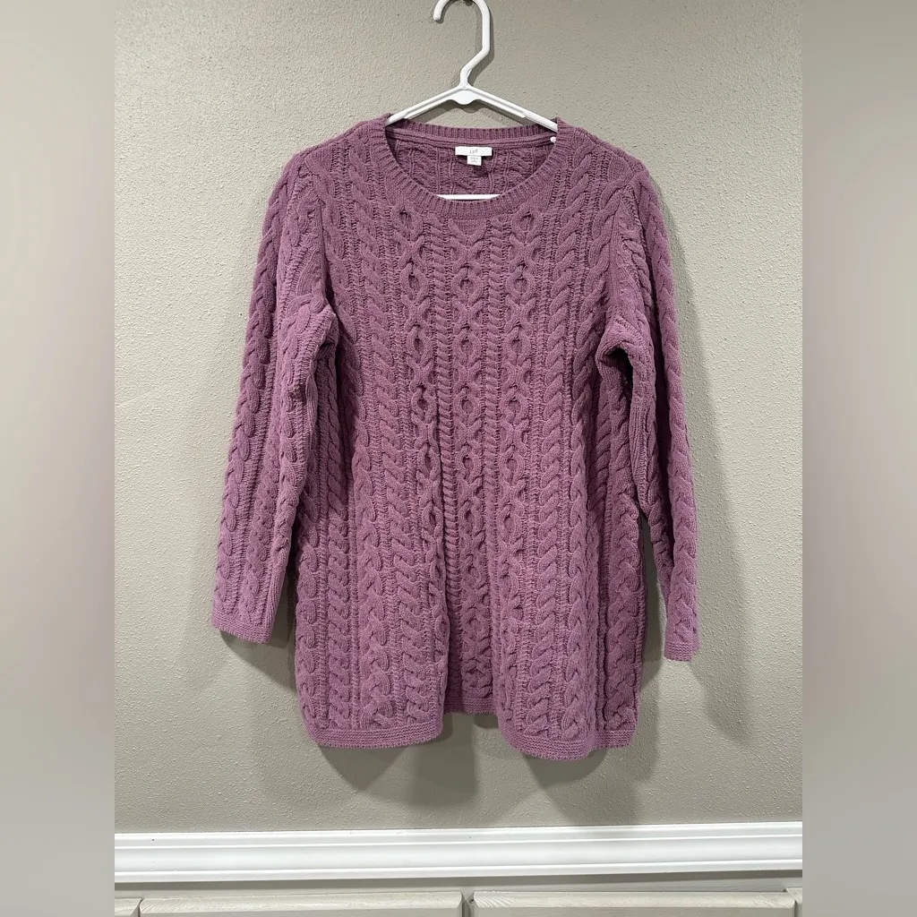 J Jill Lavender Purple 100% Cotton Crew Neck Chunky Knit Sweater Size undefined - Image 2