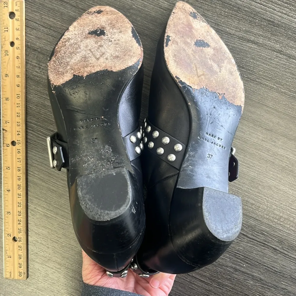 Marc Jacobs Studded Black Leather Ankle Boots.  Size 37/US 7 - Image 6
