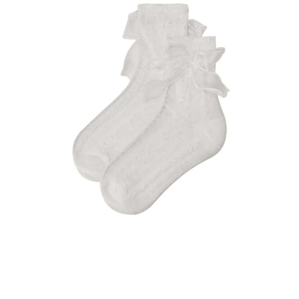 Lovers and Friends Charlize Socks in White One Size New Womens Bow - Image 3