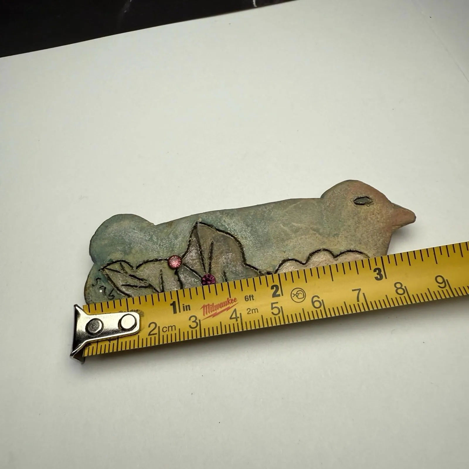 Sabra Segal Signed Handcrafted Bird Rhinestone Accents Brooch Pin - Image 3