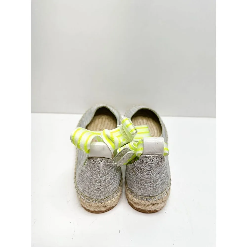Zac Zac Espadrille Womens Size 5.5 Gray Green Slip On Ballet Flat With Ribbon - Image 6