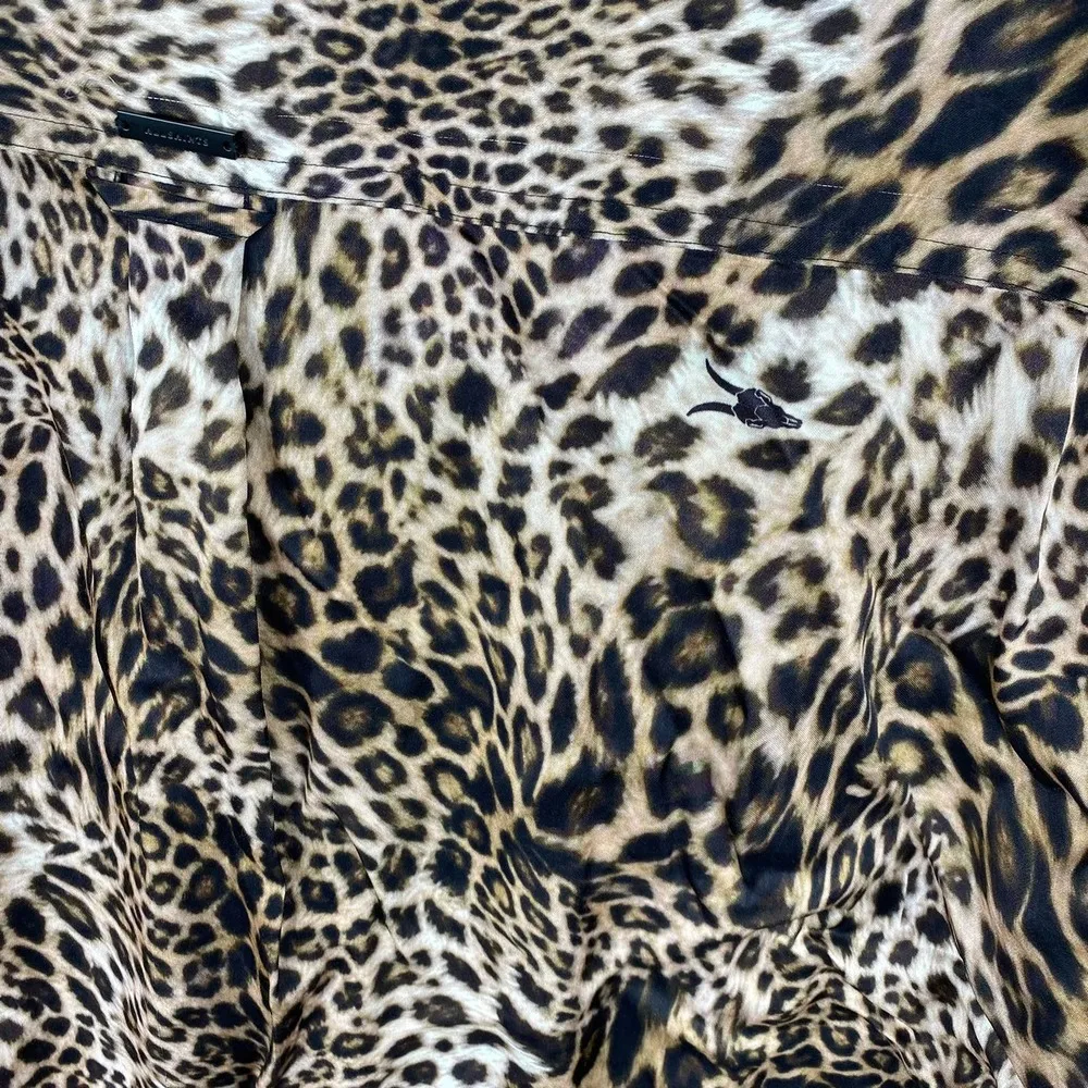 NWT All SAINTS Inez Kiku Wave-Effect Cheetah Print Over Sized Button Down Shirt - Image 6