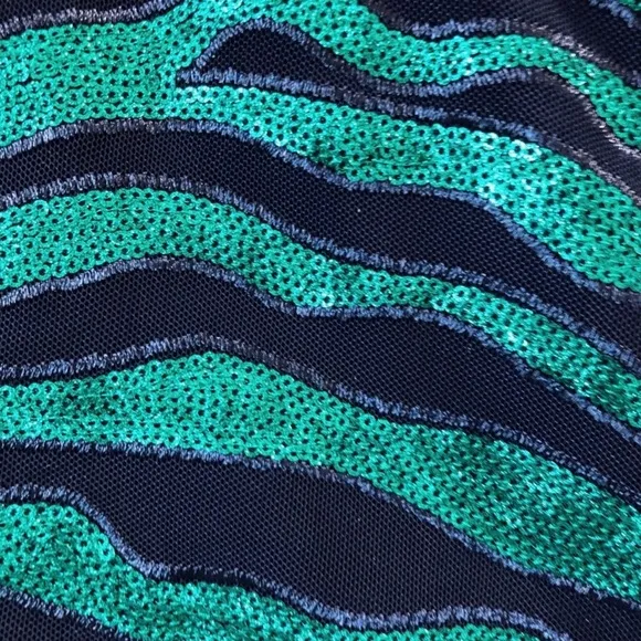 For Love and Lemons RARE Metallic Lace Up Tiger Mini Dress NWT Emerald Sequin - Image 9