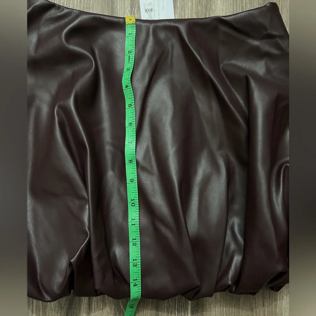 Torn By Ronny Kobo Paloma faux leather bubble mini skirt Sz S - Image 5