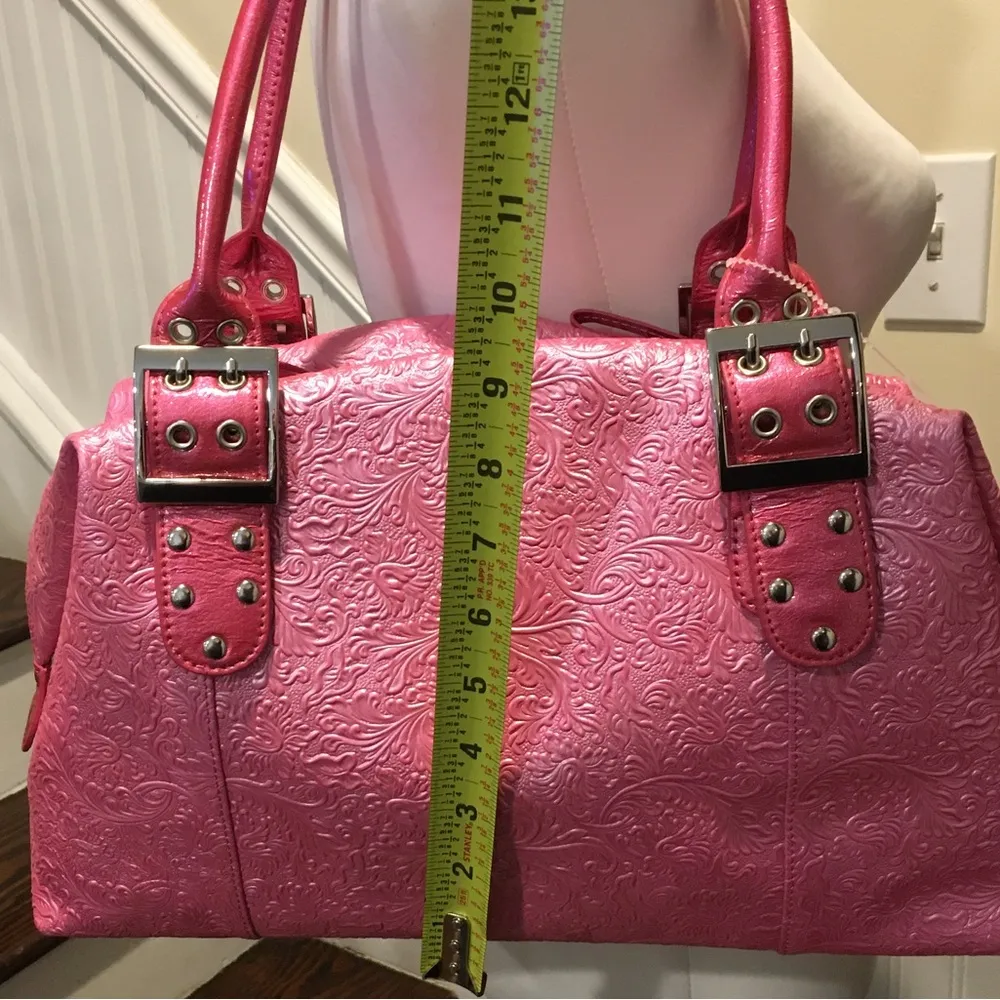 SHARIF 1827 Paisley Pink Shoulder Bag Adjustable Handle Sides - Image 9