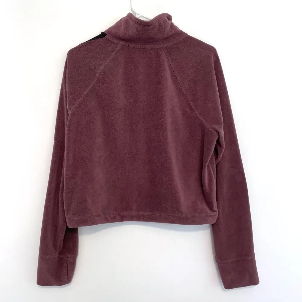 CALVIN KLEIN PERFORMANCE Half Zip Logo Top Purple Fleece 1/2 Zip Crop Sweatshirt - Image 13