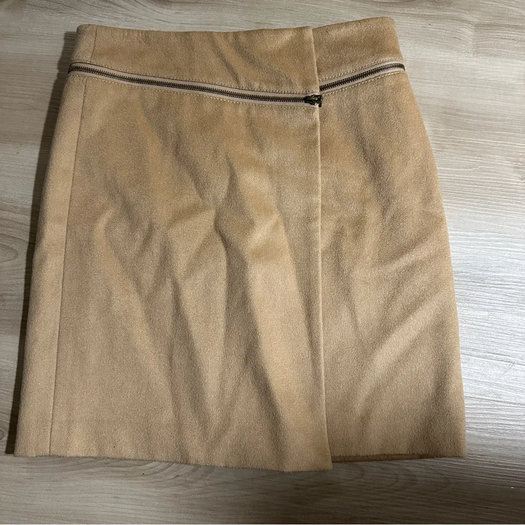 Tory Burch Tan Camel Wool Zip Up Mini Skirt‎ Size 2 - Image 3