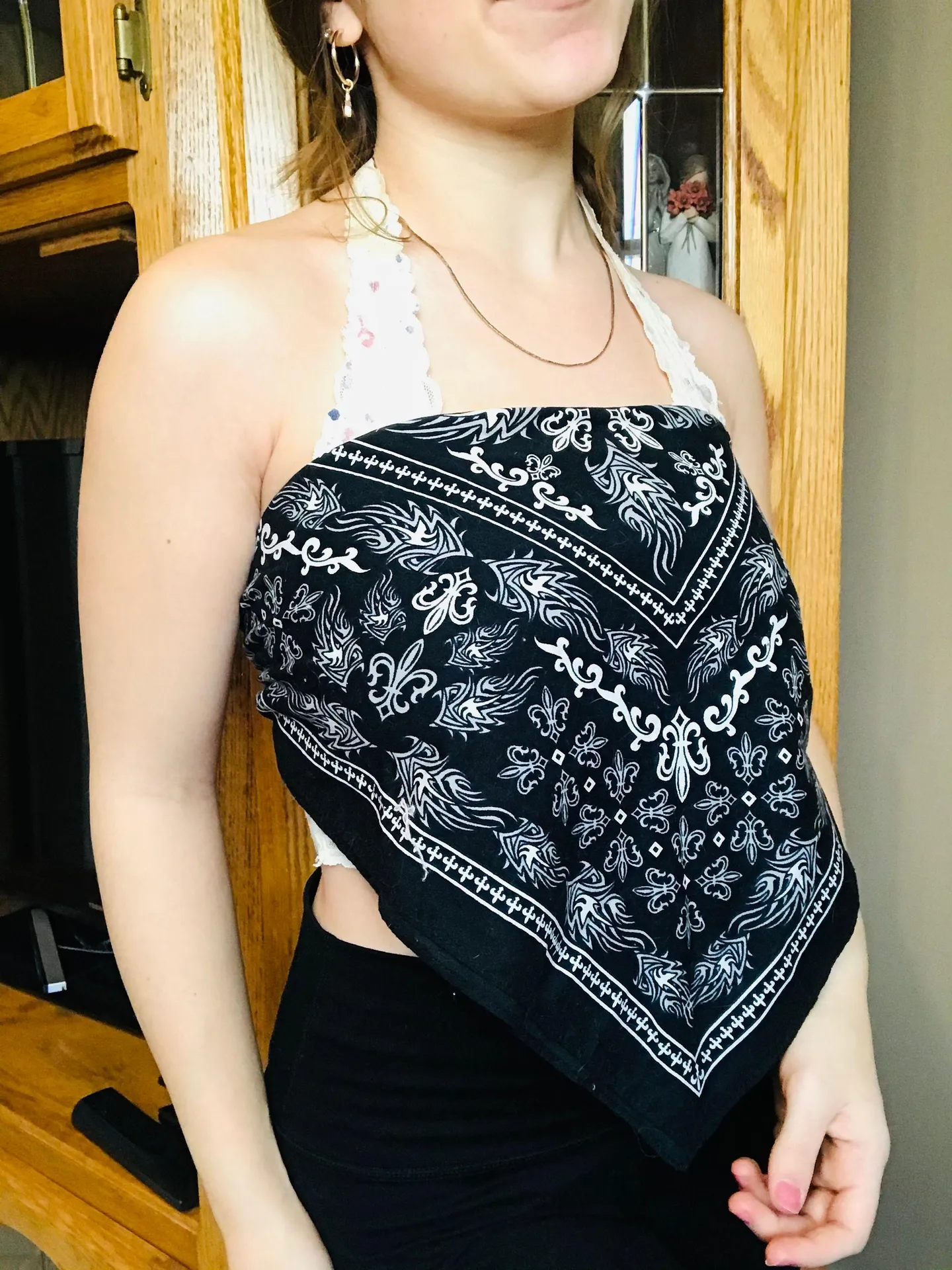 black strapless bandana crop top - Image 5