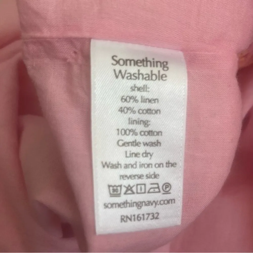 Something Navy Mini Floral One-Shoulder Linen & Cotton Dress Size M - Image 9