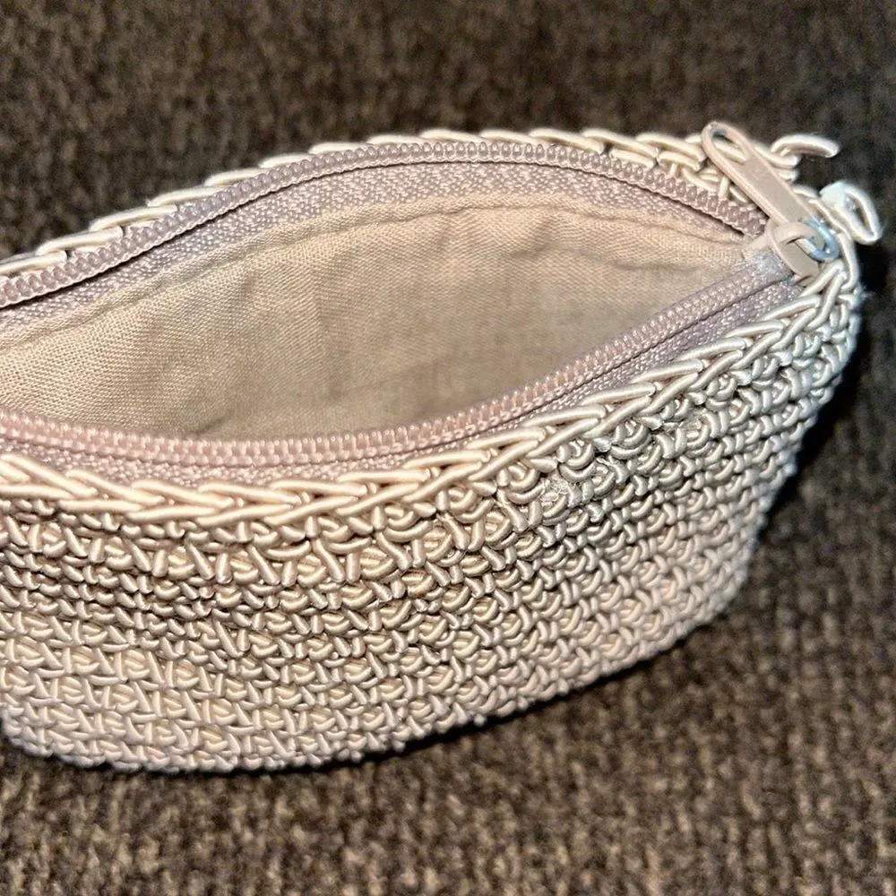 Frankie and Johnnie Textured Tan/beige Knitted Crossbody with Matching Wallet Tan - Image 10