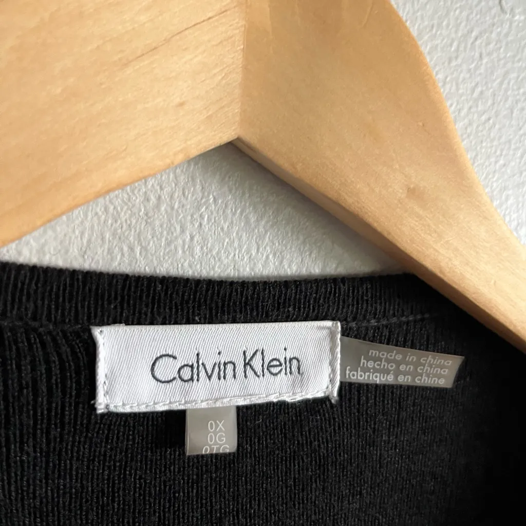 Calvin Klein Black Sleeveless Drape Vest Plus 0X Open Front Waterfall Layered - Image 3