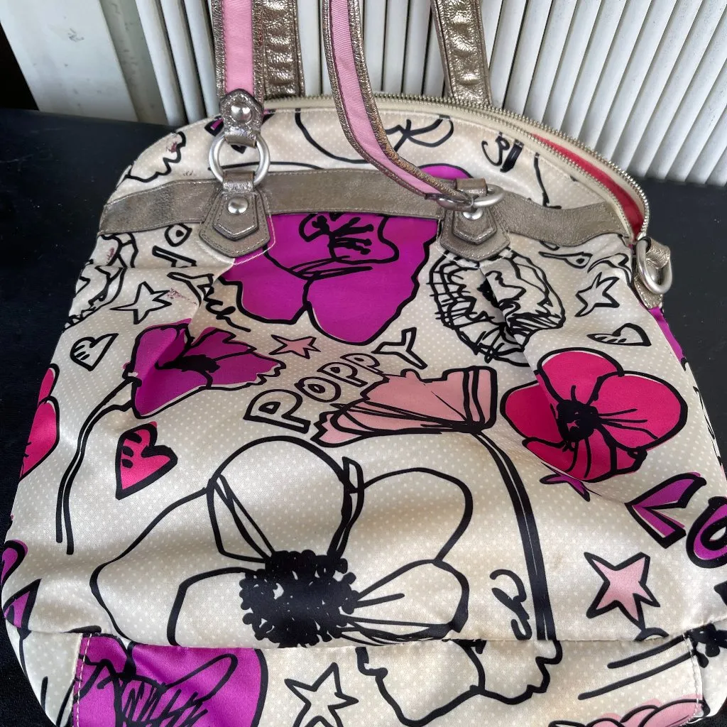 Coach Floral pink, purple, white & silver Poppy with original hang tag - Image 2