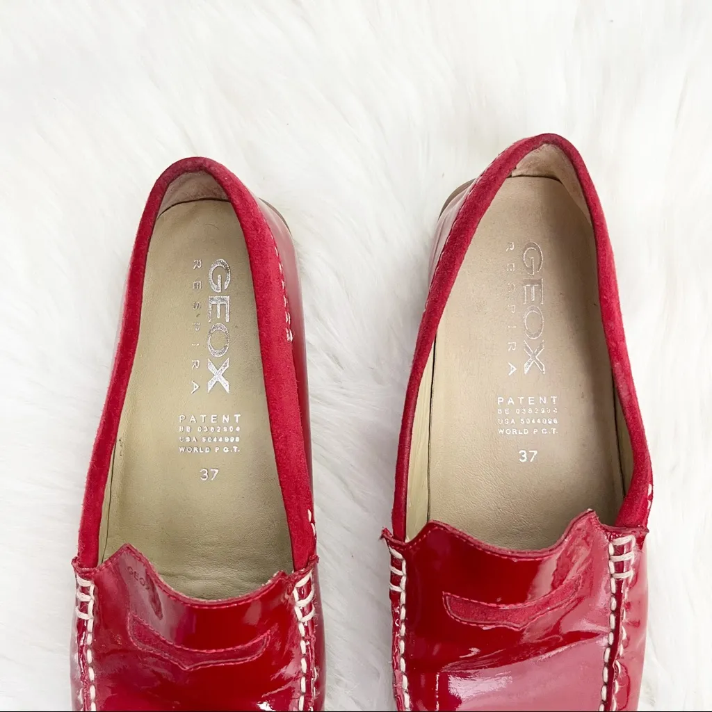 Geox Red Respira Patent Leather Loafer Flats - Image 2