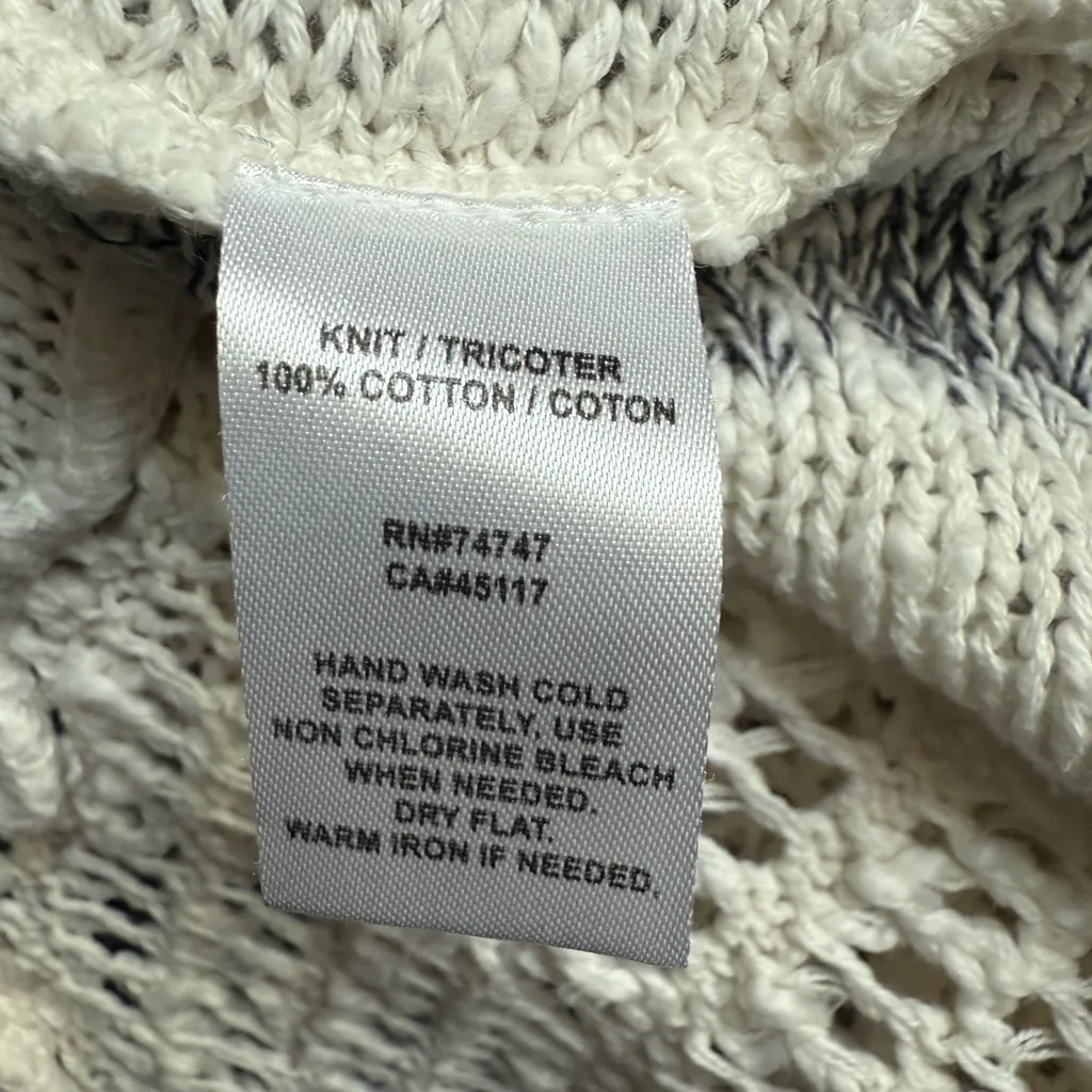 Natural Reflections Cream and Gray Cardigan Sweater 100% cotton Medium - Image 7