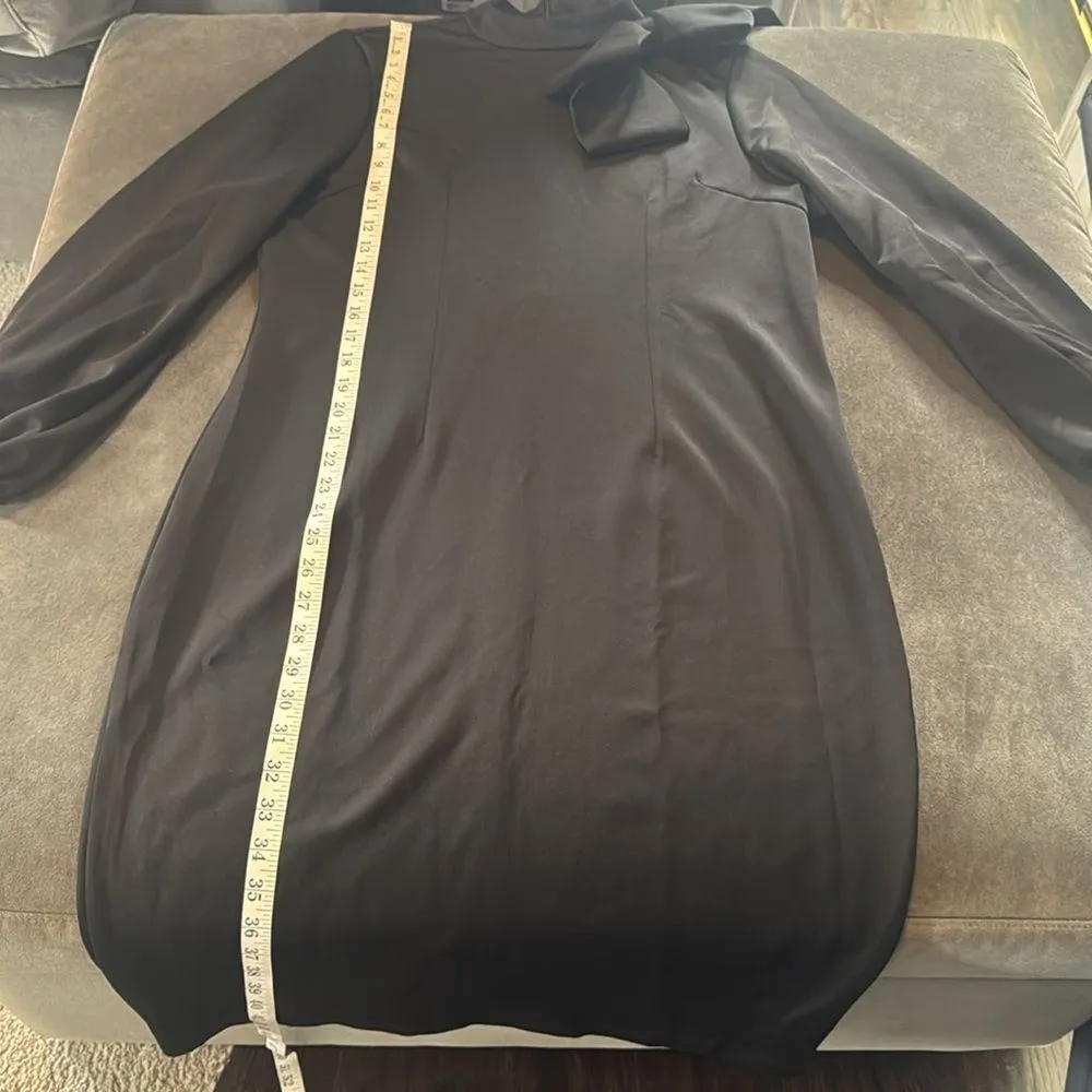 Women’s Black Long Sleeve Midi Pencil Dress with Bow Detail Size XL NEW - Image 10