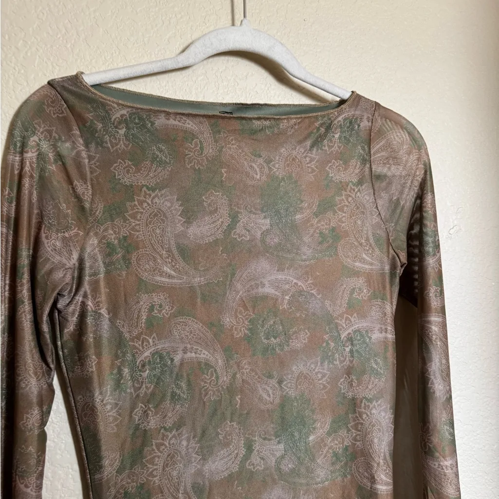 Motel Rocks Sevila Paisley Mesh Mini Dress Sz Medium NEW flare sleeves fairy - Image 3