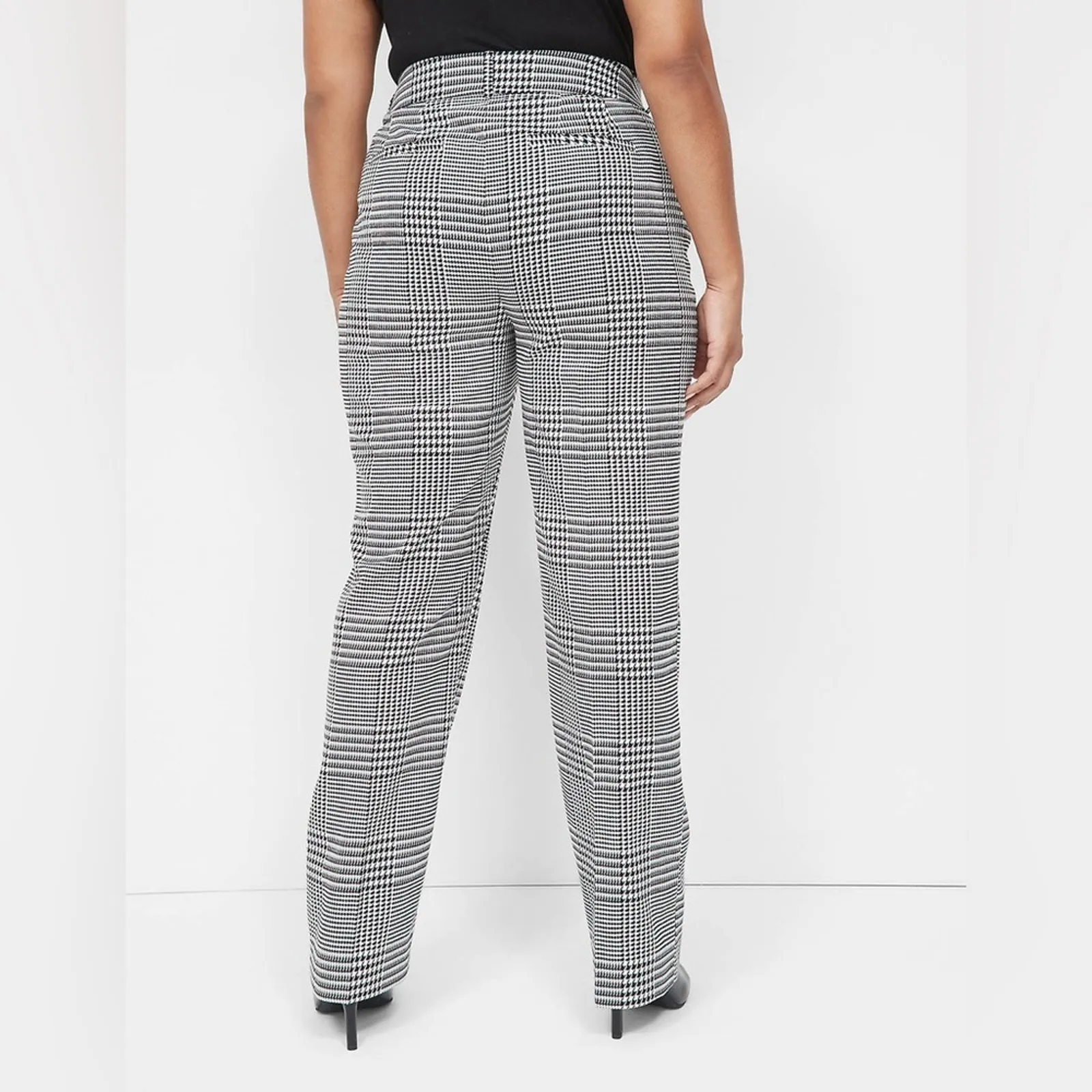 NWT Lane Bryant Houndstooth Plaid Pants Womens 18 Black White Work Career - Image 2