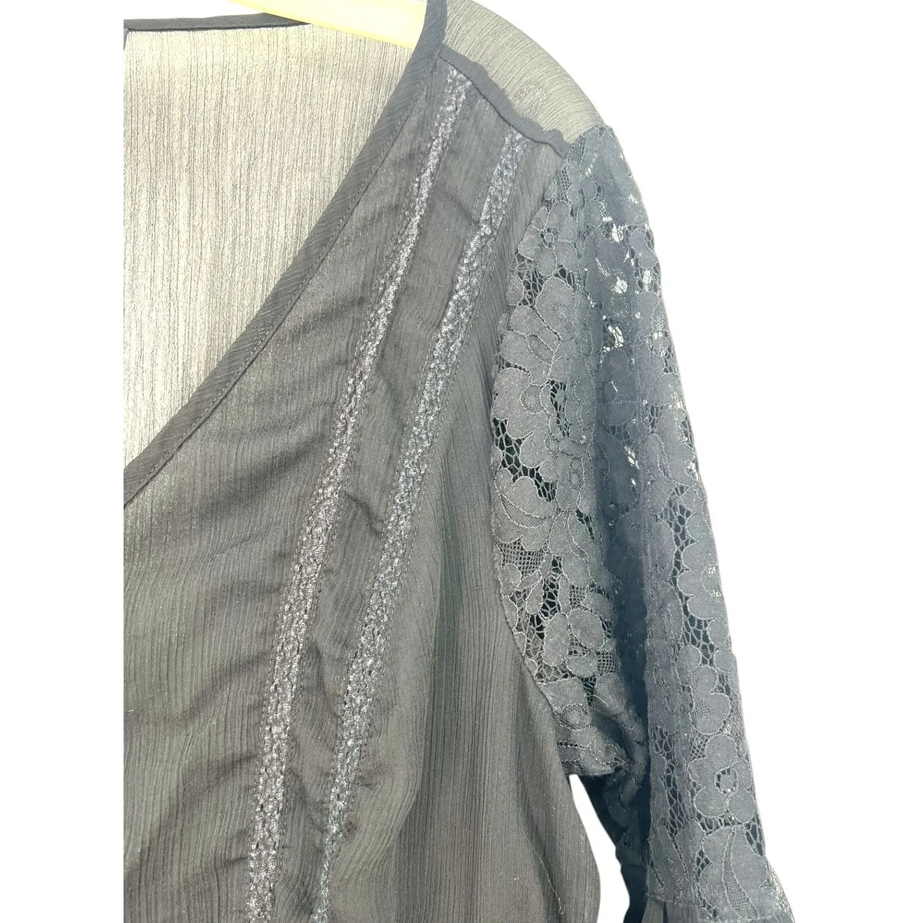 Torrid L /12 Top Blouse Peasant Romantic Sheer Wallflower Lace Babydoll Feminine - Image 3