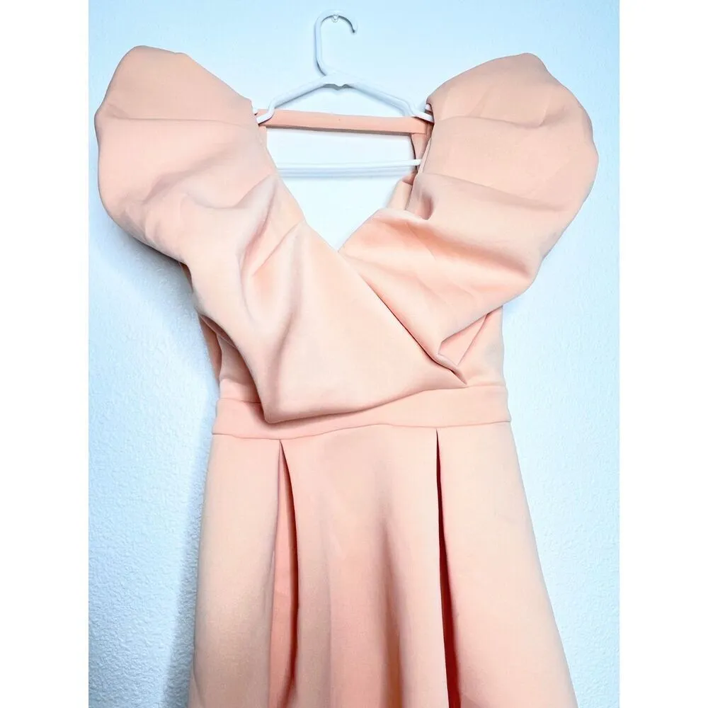 Women's elegant dress Barbie core bubble sleeve party midi light pink dress 6. - Image 4