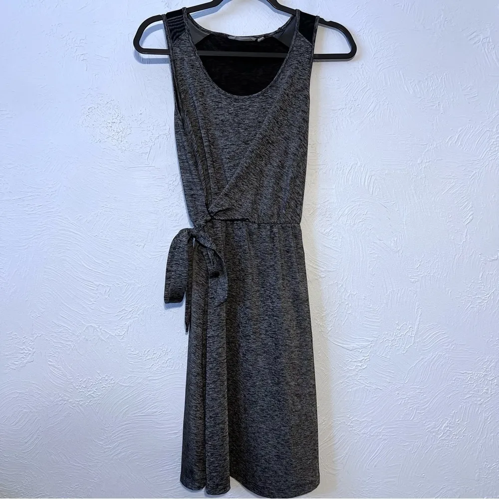 Athleta Sweet Saturday Wrap Dress Athleisure Mesh Stretch Gray Space-Dye XS - Image 3