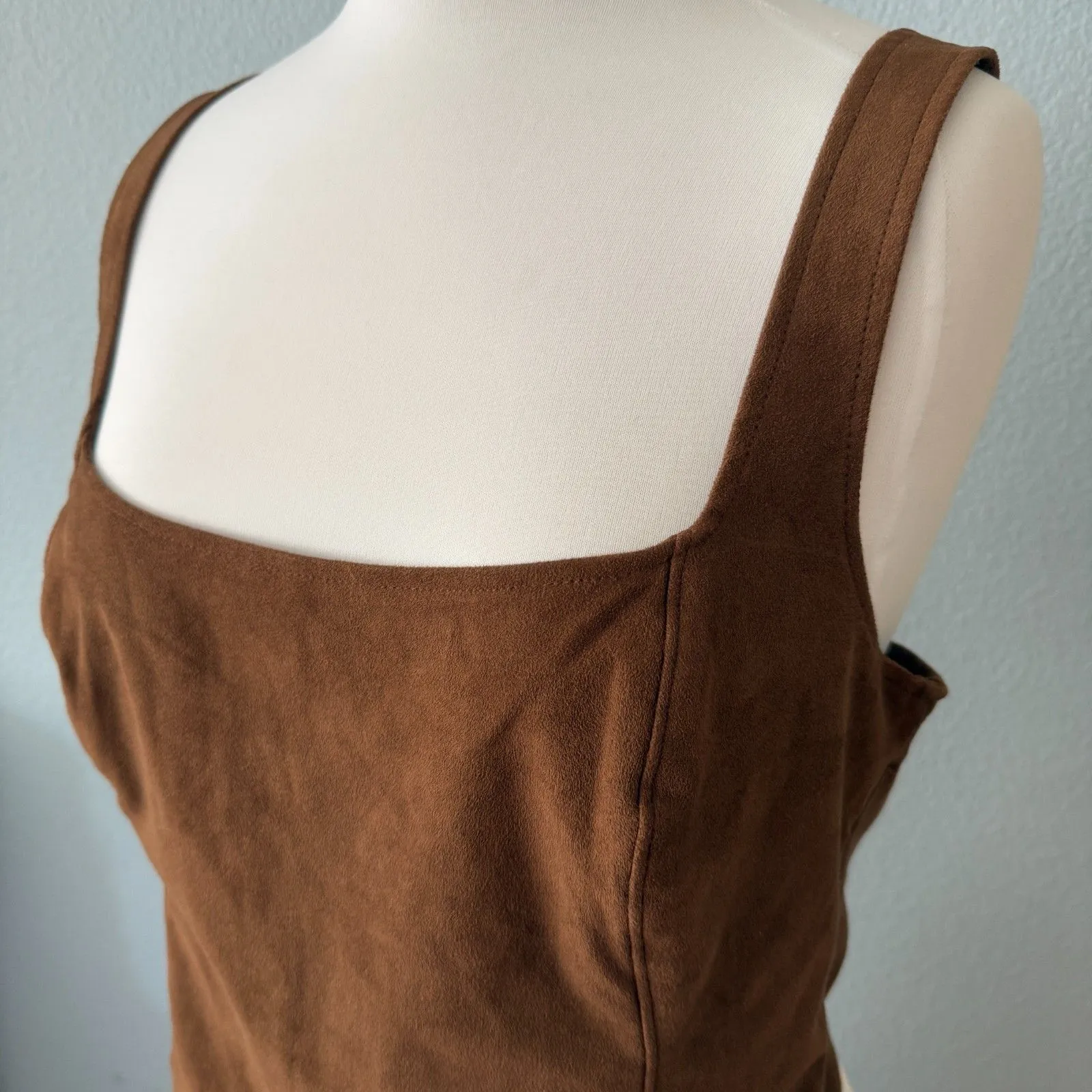 Abercrombie & Fitch Fuax Suede Squareneck Tank Size Large - Image 2