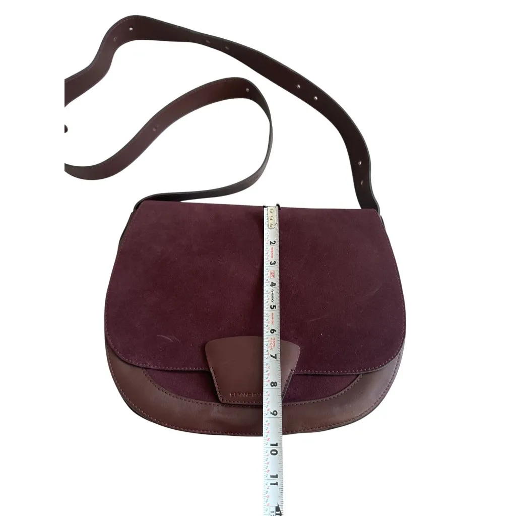 GERARD DAREL Purple Leather Suede Large Crossbody Saddle Handbag - Image 12