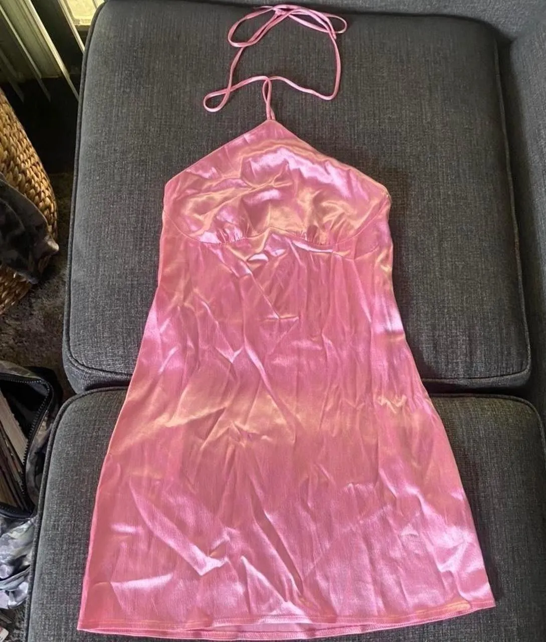 ZARA pink satin-effect mini halter dress — nwt - Image 2