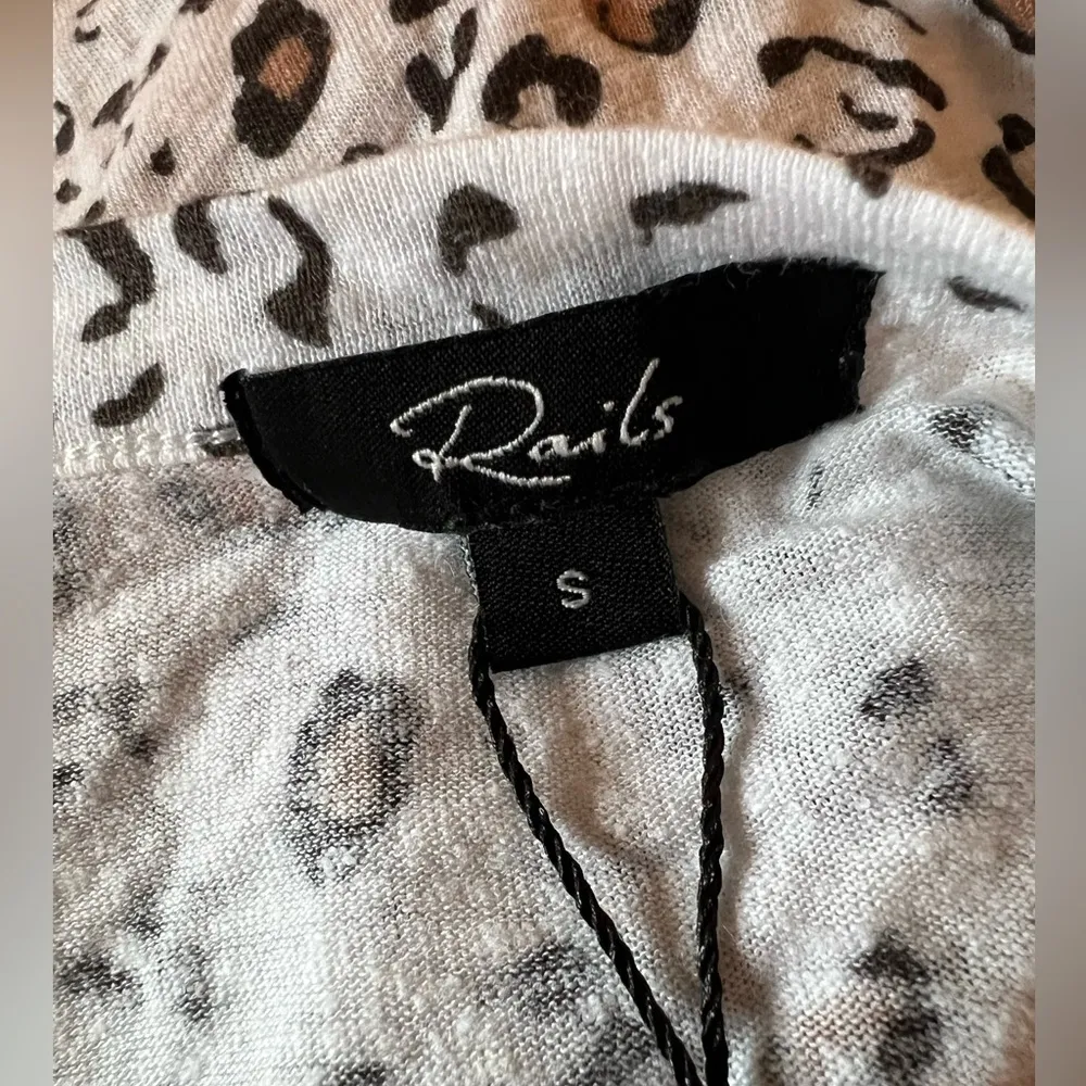 Rails Henley Top Shirt Jourdan White Mocha Leopard Linen Rayon Blend NWT Small - Image 12