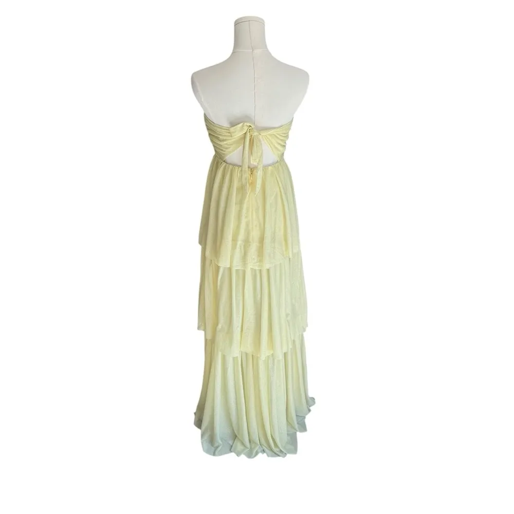 For Love and Lemons - NWT Lucy in the Sky Ruffle Yellow Tie Maxi Dress Sz S - Image 4