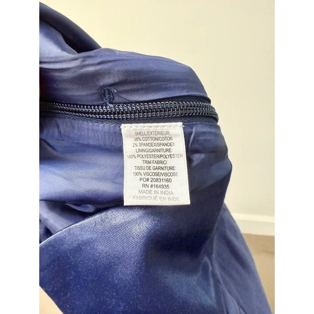 Frances Valentine Velour High Waisted Wide Leg Tuxedo Pants Navy Women's Size 6 Blue - Image 4