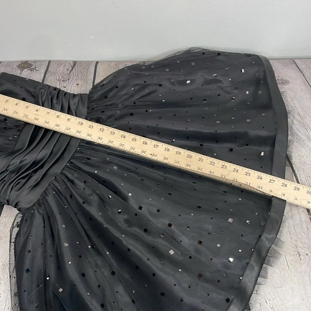 Jessica McClintock For Gunne Sax Black Strapless Netted Embellished Dress 3 - Image 14