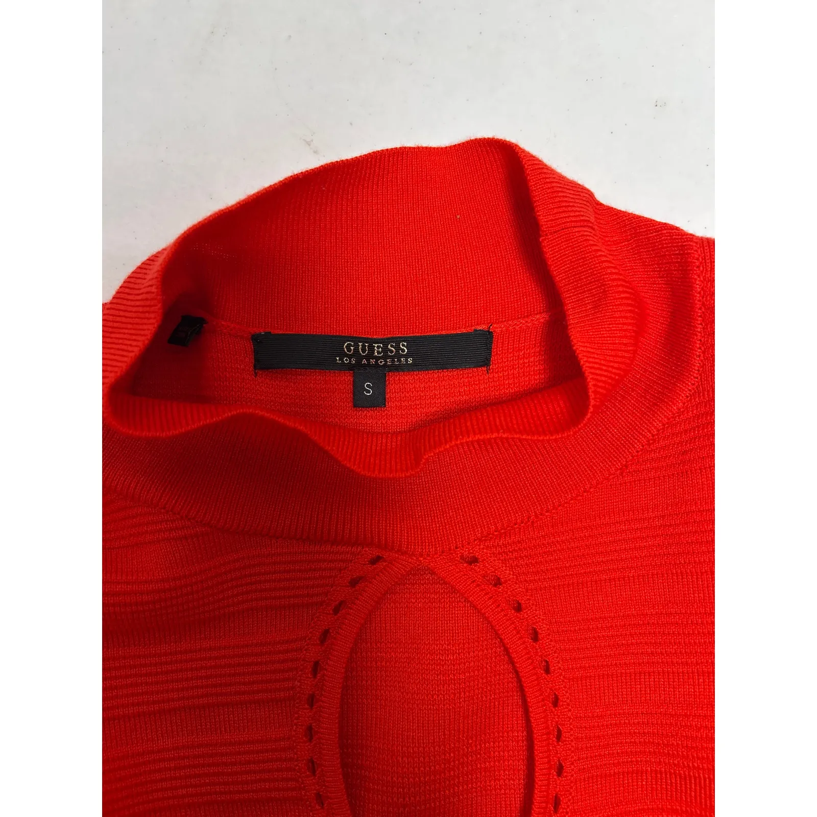 Guess women’s red bodycon sweater dress with mock neck and keyhole cutout Size S - Image 7