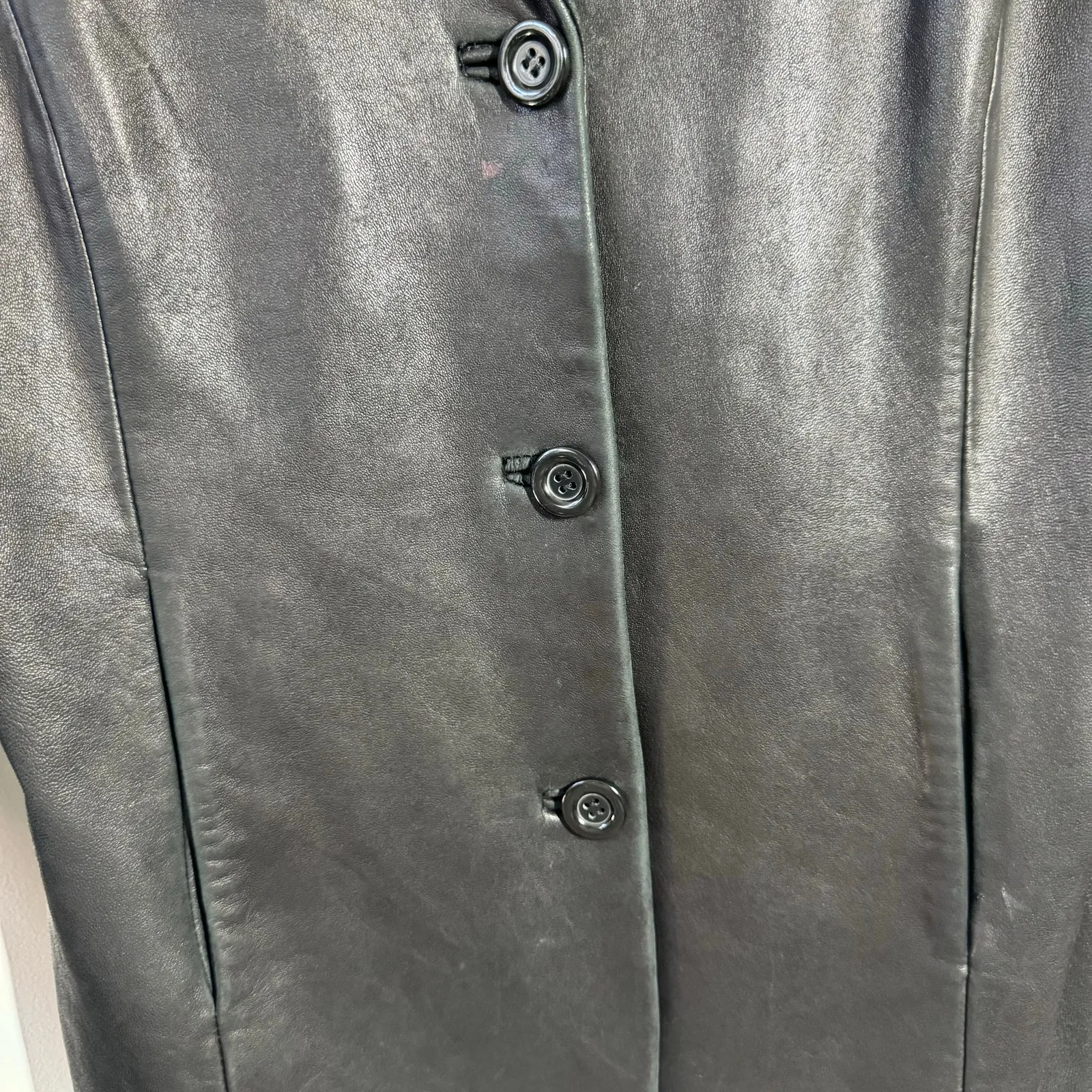 Boston Harbour Leather Jacket Women L Black Quite Luxury Old Money Minimal 90s Size L - Image 13