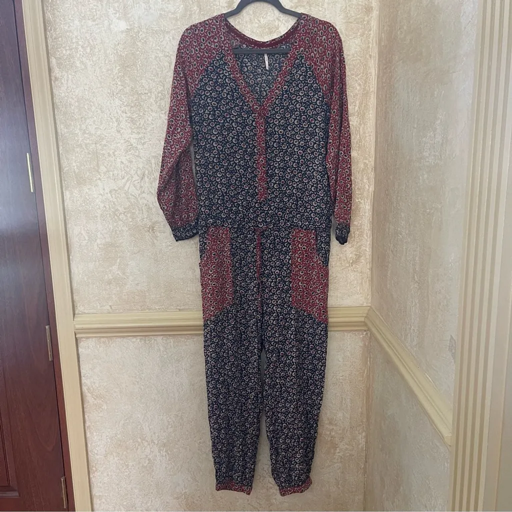 Free People Y2K Leia Floral Jumpsuit Village Country Style Boho Cottagecore Sz S - Image 4