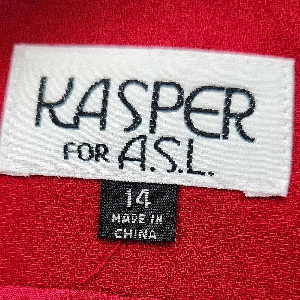 Vintage Kasper for A.S.L. Embroidered Two Piece Skirt Suit Set Red 14 - Image 2