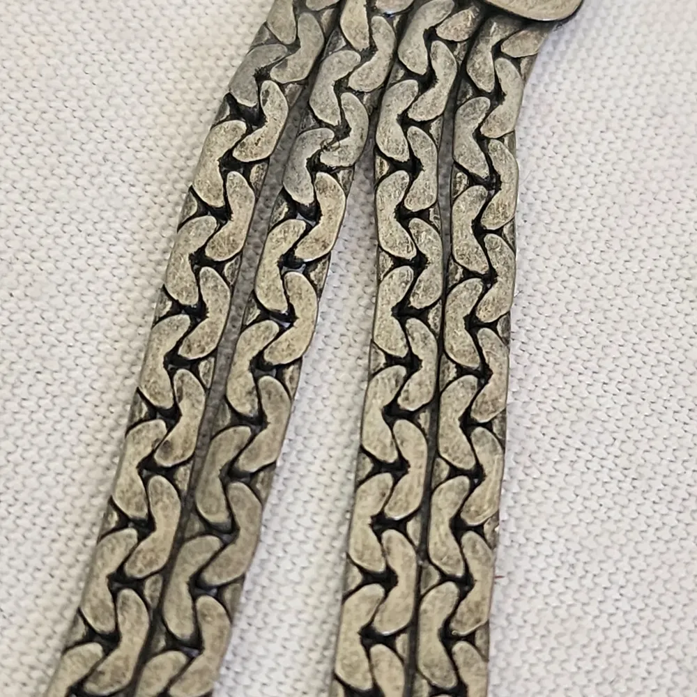 Vintage Silver Western Concho Medallion Adjustable Belt Black - Image 7